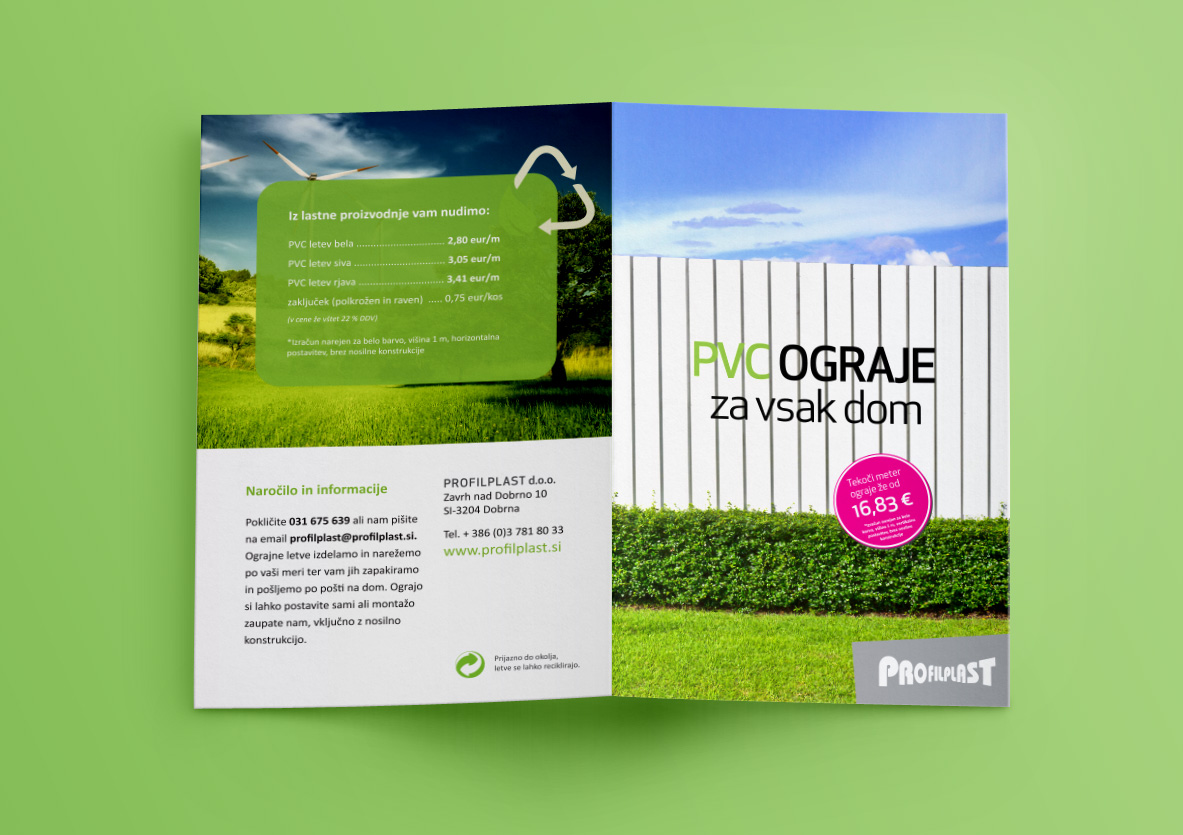 grafično oblikovanje zloženke Profilplast